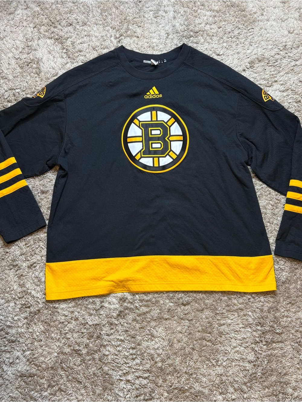 adidas Black and Yellow Boston Bruins Pullover